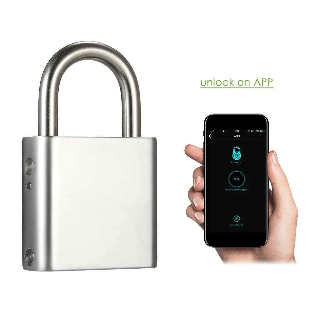 

Portable Anti-Theft Padlock BT Smart Keyless Lock Waterproof APP Unlock Door Luggage Case Locker Lock for Android iOS System