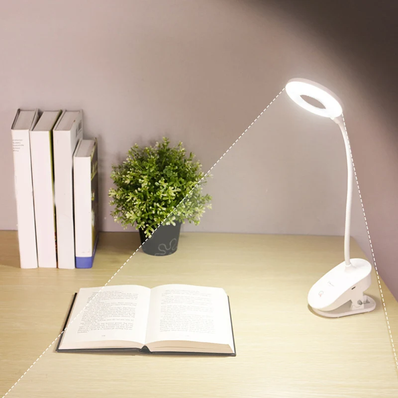 

12000mAh LED Touch On/off Switch 3 Modes Clip Desk Lamp 7000K Eye Protection Desk Light Dimmer Rechargeable USB Led Table Lamp