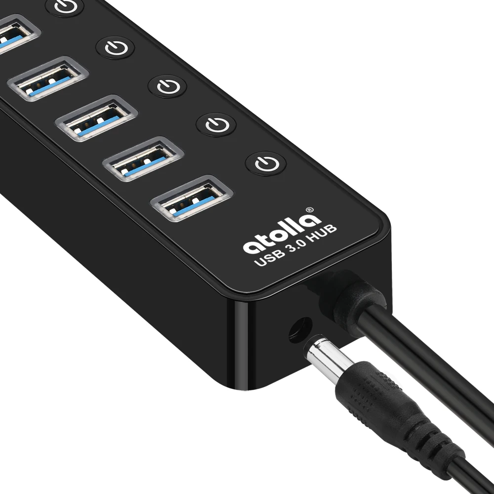 Atolla USB 3,0 концентратор Мощность ed 11-Порты и разъёмы удлинитель сплиттер с индивидуальным включения/выключения и 12 V/4A Мощность адаптер для высокое Мощность usb-устройств