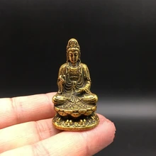 Коллекционные китайские латунные Резные Гуань Инь Кван-Инь Будда Бодхисаттва изысканные маленькие статуи