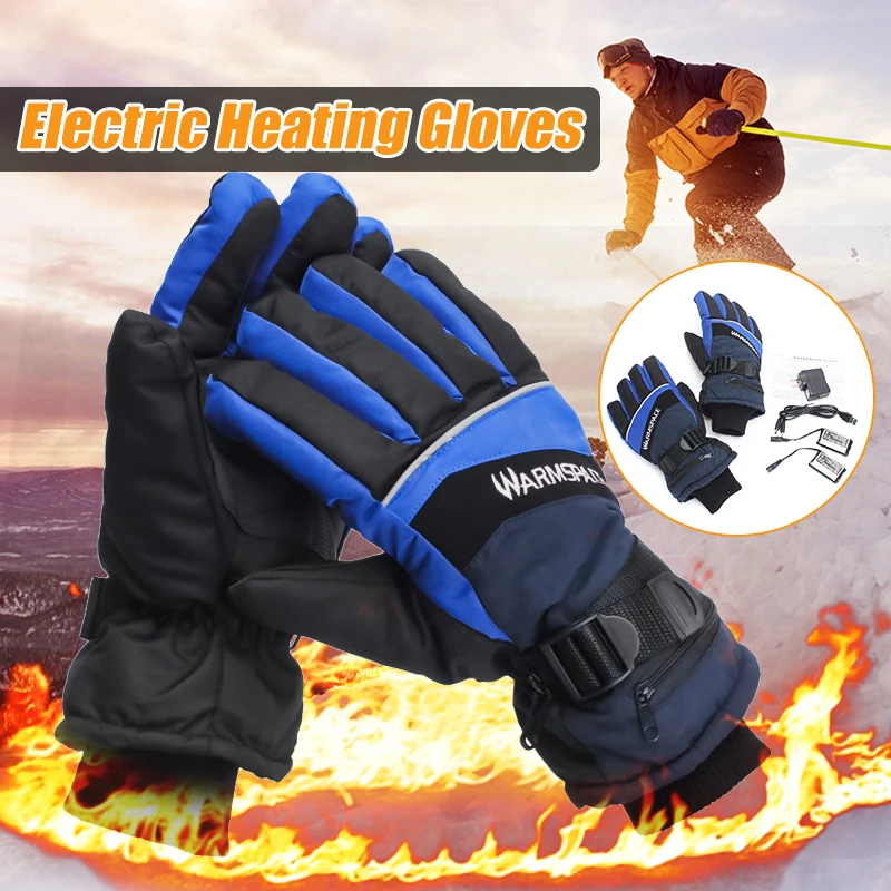 3.7V Rechargeable Waterproof Motorcycle Electric Heated Gloves Outdoor Snowboarding Work Winter Gloves Hands Warmer