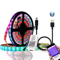 CLAITE RGB Светодиодные ленты свет DC5V 1 м 2 м WS2812B 5050 bluetooth USB приложение Управление RGB индивидуально светодиодная полоса с адресом свет комплект