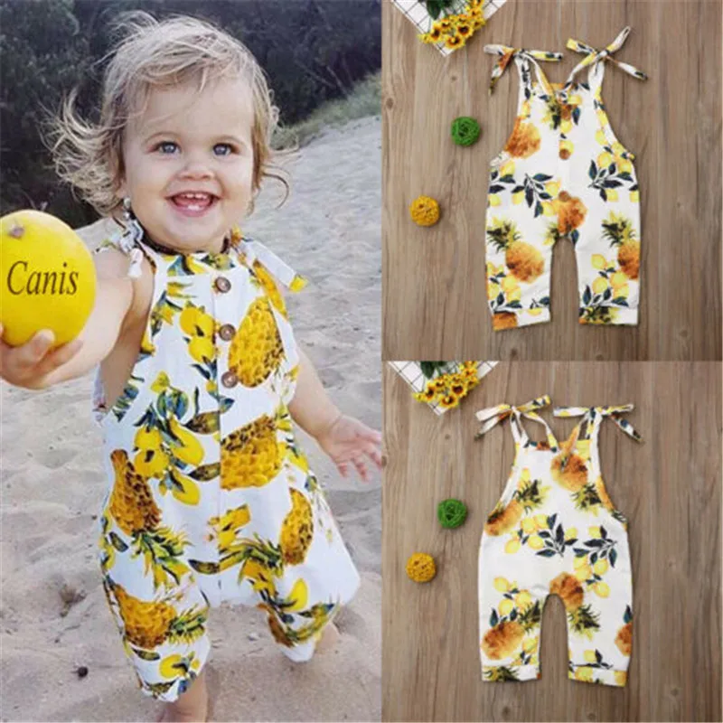 

0-24 Months Summer Baby Girls Romper Sleeveless Baby Girls Clothes Pineapple Print Baby Romper Newborn Clothing Child Outfits