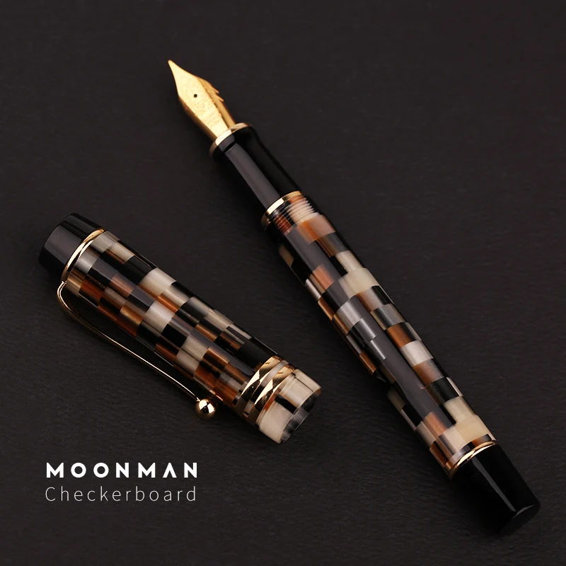 New Moonman M600 Acrylic Resin Fountain Pen Gold Plated Fine Nib 0.5mm Gift