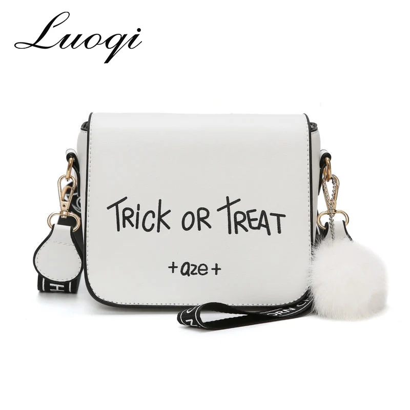 

Letter Print Women Handbags Female Long Strap Shoulder Crossbody Bag Ladies Small Soft Leather Buckets Messenger Bag Fur Ball