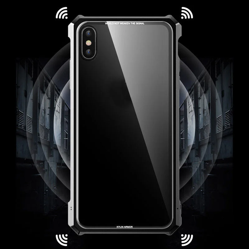 Металлический стеклянный чехол для iphone Xs Max прозрачное закаленное стекло задняя