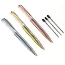3 Pcs Metal Ballpoint Pen Bling Pens with 3 Extra Black Refills for Office Supplies (3pcs Pens)