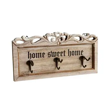 

2PCS Wall Hanging Pothhook Carved Wooden Hook Clasp Hanger Hook Creative Retro for Office Home Living Room Decoration