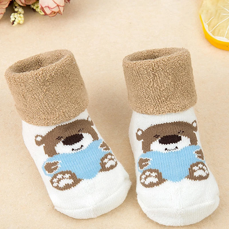 

REAKIDS Newborn Cotton Winter Autumn Baby Girls Boys Kids Socks Infant Striped Terry Warm slippers Star Brand New Children Dot
