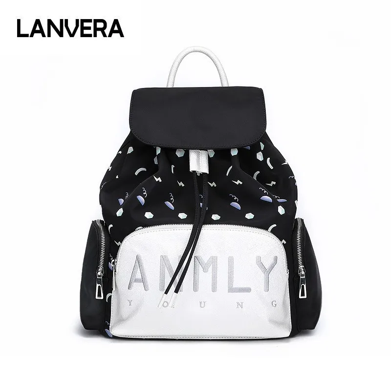 LANVERA Модный женский рюкзак черные школьные сумки для подростков девочек большой школьный рюкзак однотонные дорожные сумки на плечо 8321