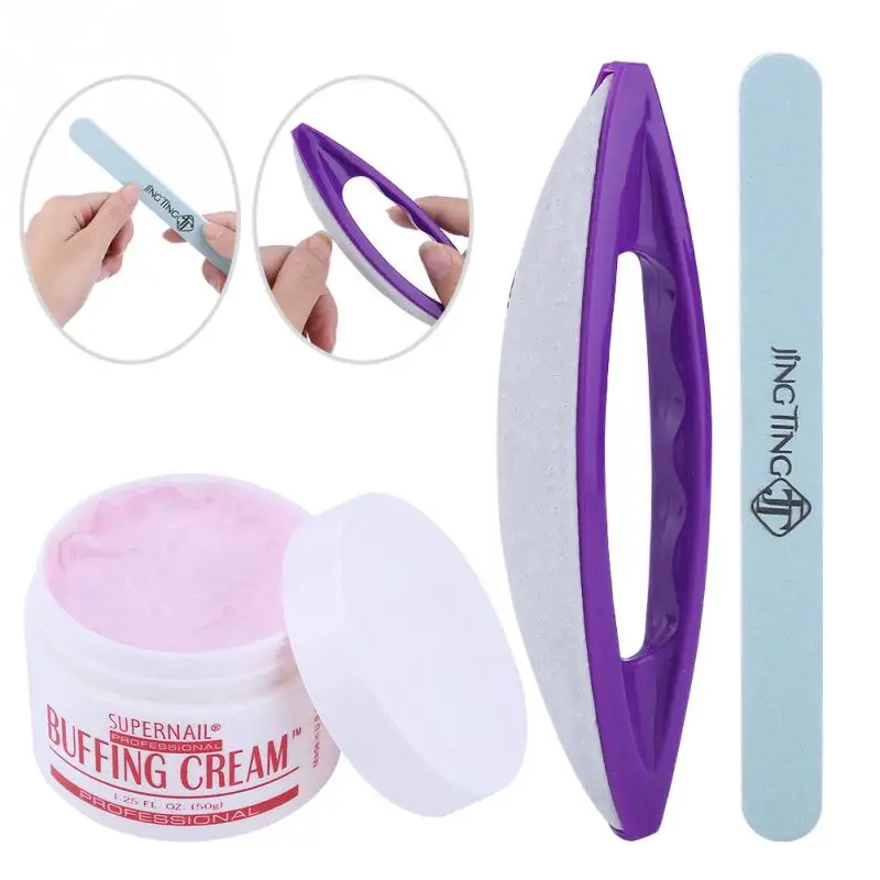 

3Pcs/Set Nail Art Buffing Cream + Nail Brush Buffer Varnish Polish + Polishing Strip Nail Art Manicure Tool Set Kit
