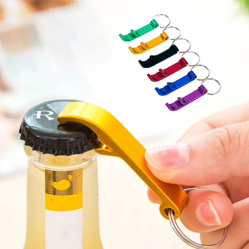 

Keychain Bottle Opener Abrelatas Aluminum Wine Opener 1pcs Kitchen Tools Portable Jar Opener 9 Colors Opening Wine Beer Tools