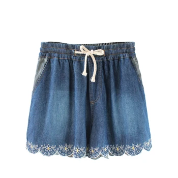 

High Waist Denim Shorts Female Short Jeans For Women 2019 Summer Ladies Thin Floral Embroidery Cowboy Shorts Feminino