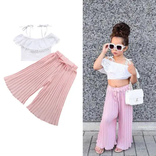 

2019 Kids Baby Girls Outfits Skirts Tops Loose Pants Summer Leggings Clothes