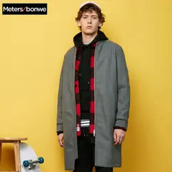 METERSBONWE новый зимний мужское шерстяное пальто простой Ins длинное пальто бейсбол куртки