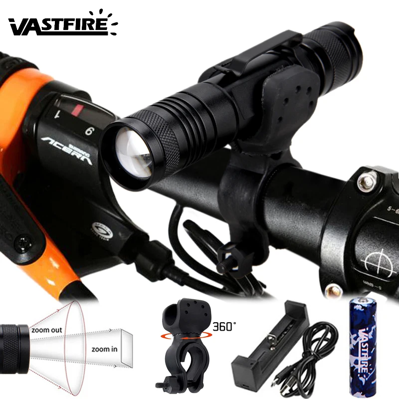 

1000 lumens White LED Flashlight Gun Lamp Mount Predator Varmint Hog Hunting Torch with 18650 Rechargeable Battery