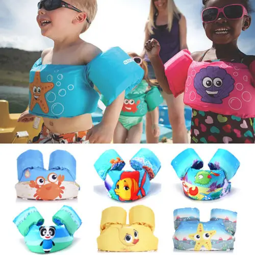 

2-7 Years Fashion Cute Novely Toddler Life Jacket Child Swim Vest Arm Bands Swimming Pool Wear Float Safe New PVC Waistcoats