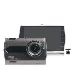 Dash Cam двойной объектив Автомобильный dvr 170 градусов для транспорта камера Full HD 1080 P 4 "ips ночного видения видео рекордер g-сенсор парковочный