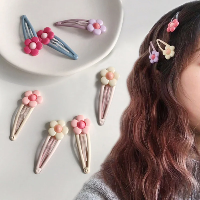 

Women Hair Clips Cute Fashion Hair Accessories Candy Color BB Flower Korean Style Sweet New Hairpins 2pcs/Set Barrettes Colorful