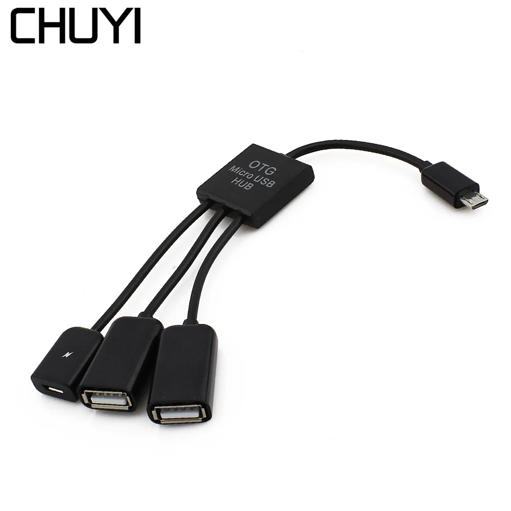 CHUYI Dual Micro USB Host OTG Hub Adapter Cable Converter Extender USB