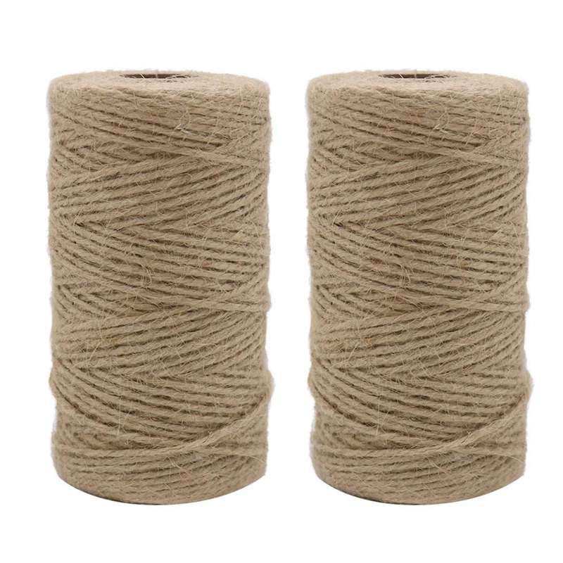 

2pcs x 333 feet 2mm 3Ply jute twine, package tied with twine, natural brown winding garden, gift, crafts rope