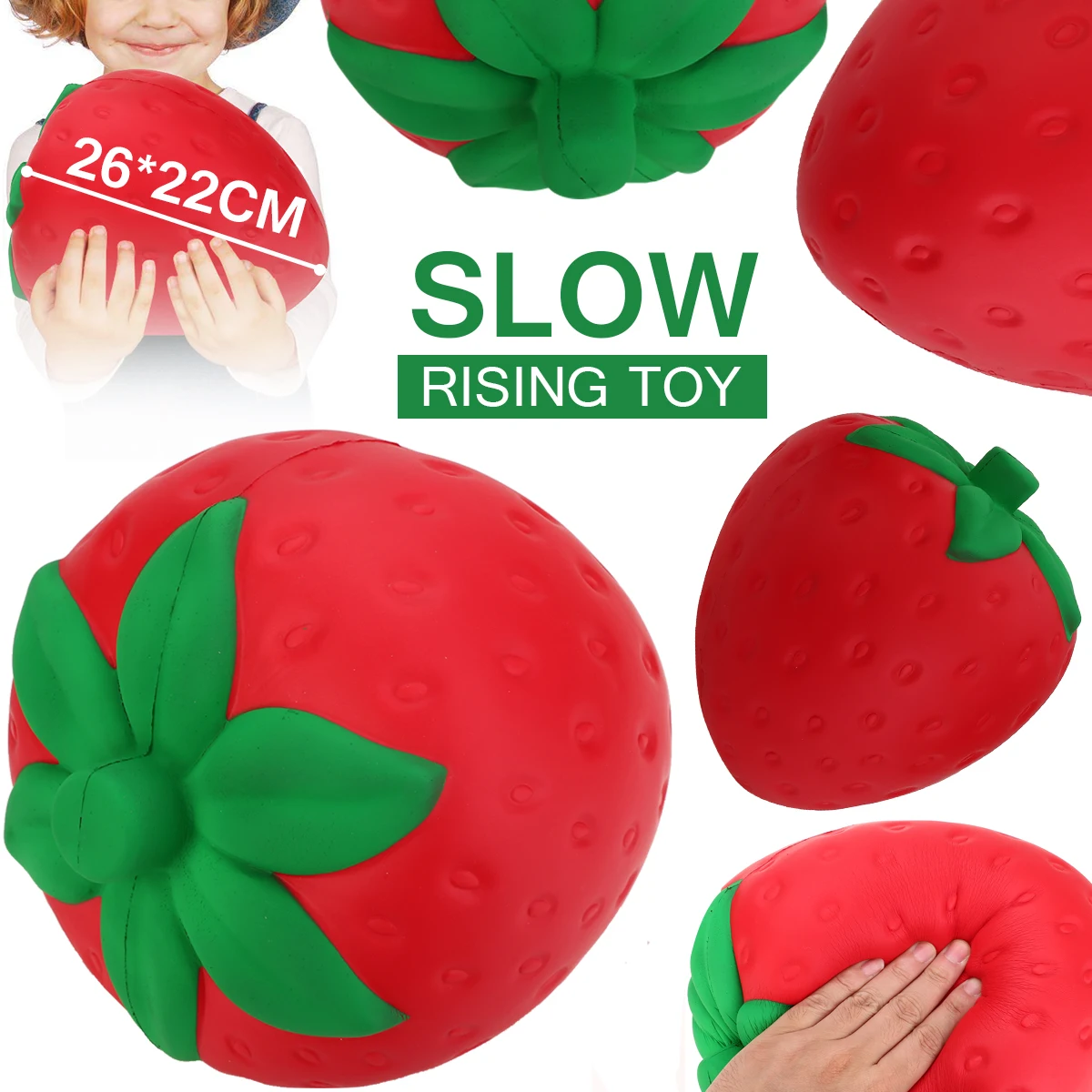 

Huge Jumbo Giant Soft Squishy Strawberry Fruit Super Slow Rising Squeeze Kids Girls Toy Christmas Gift Elastic Strawberry Props