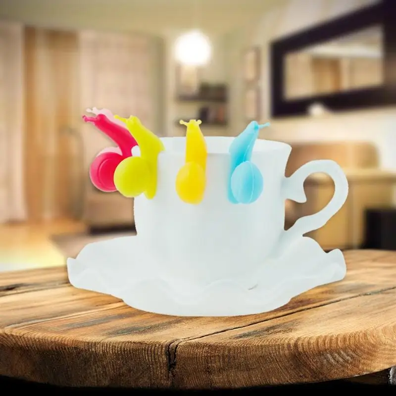 10 PCS Cute Snail Shape Silicone Tea Bag Holder Cup Mug Hanging Tool