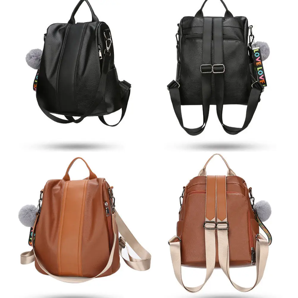  Women's trend backpack PU leather fashion solid color large capacity shoulder bag - 32994769424