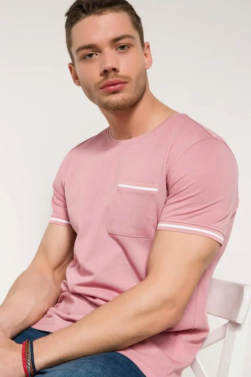 Дефакто мужской Slim Fit Новый Воротник футболка I3481AZ. 18SM. PN372 | Женская одежда