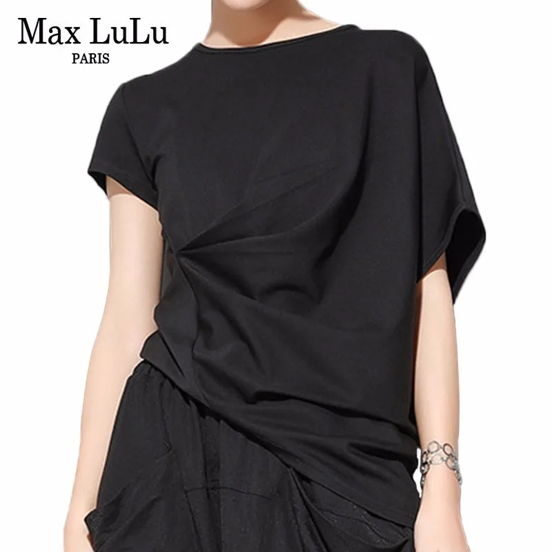 Max LuLu/Корейская мода дизайнерские женские черные топы уличная Женская