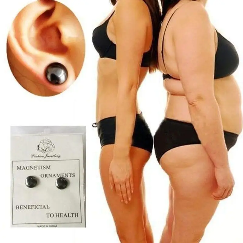 2 Pieces Weight Loss Slim Earrings Magnetic Therapy Healthy Stimulating Acupoints Ear Ring Lazy Slimming Patch