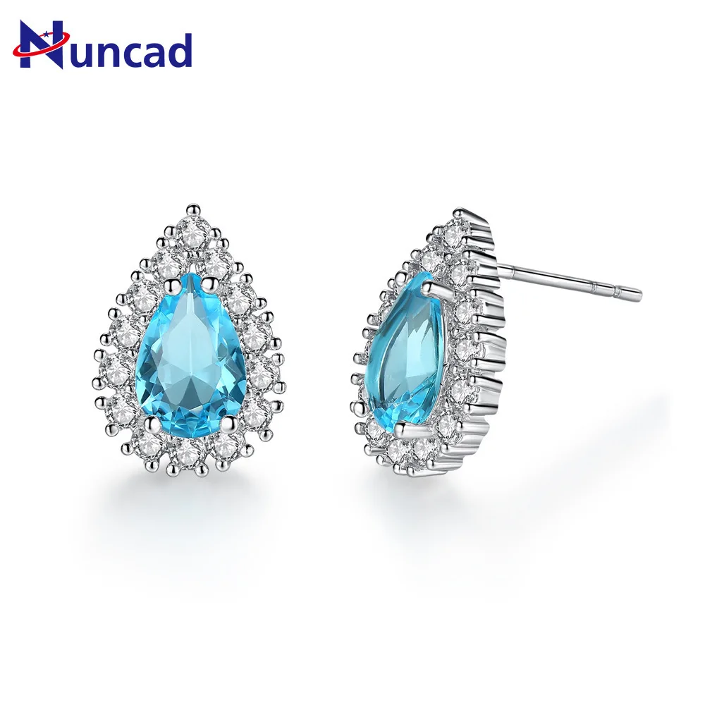 Drop-shaped Zircon Stud Earrings Creative Sea Blue Pear Shape Fashion Small Cute Jewelry 2019 |