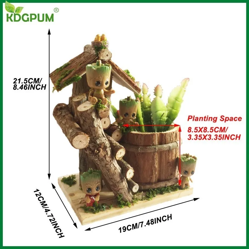  Baby Groot Flower Pot Handmade Bonsai Pot Planter Model Toy Pen Holder Plant Pot Home Desktop Decor