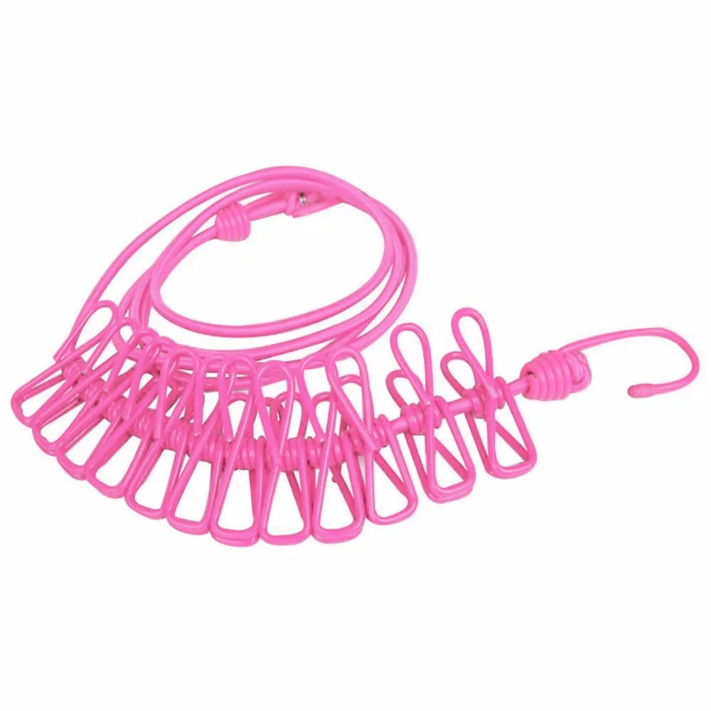 

1.85M Durable Portable Travel Drying Rack Clips Cloth Hangers Steel Clothes Line