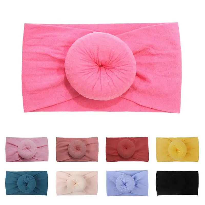 

Baby Headbands Super European and American Style Soft Elastic Round Knot Nylon Wide Hair Band for Boys Girls Kids