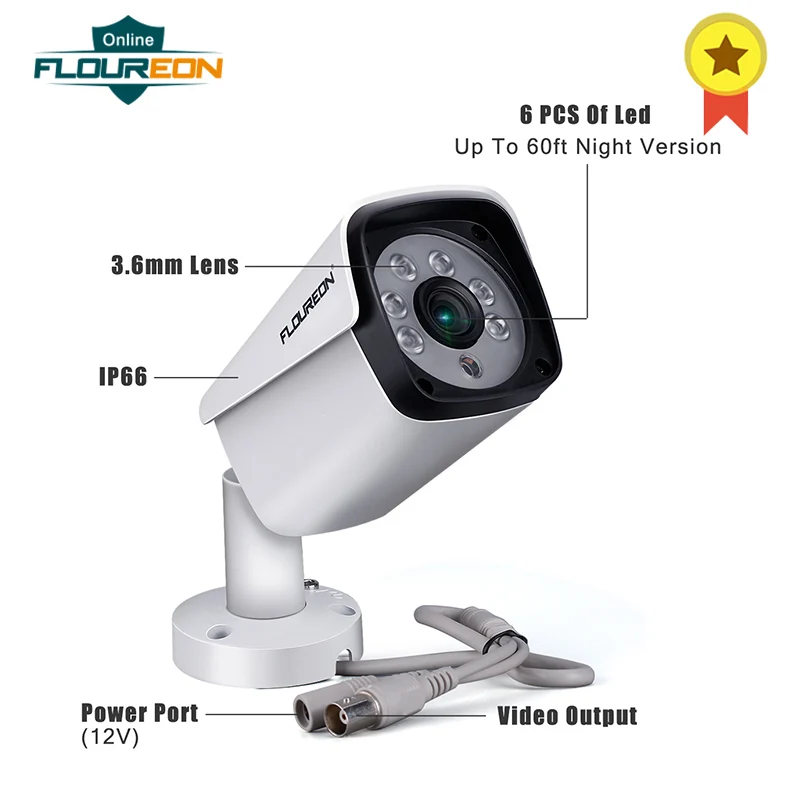 

FLOUREON 4 Channel 5MP HD AHD Security Camera System Video DVR Recorder No Hard Drive 4 X 5MP Waterproof IP66 Bullet Cameras