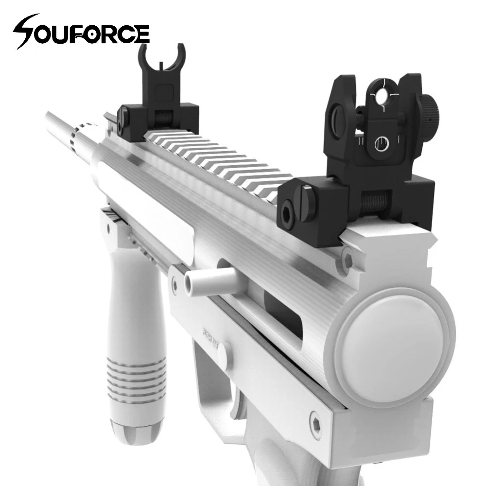 Flip up Front Rear Iron Sight Set BUIS Sights for 20mm Mount Gun Rifle