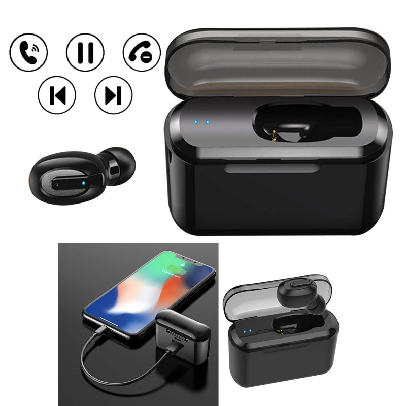 T1 Wireless Bluetooth Invisible Headphones Single Ear 4.2 Edr Mini Wireless Headset With Charging Box