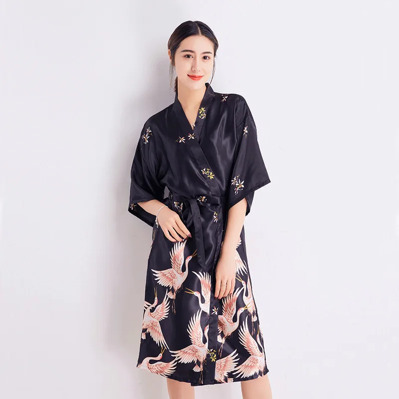 1215 халат кимоно халат для женщин пикантные с поясом кимоно кардиган длинные Femme плюс размеры свободные ложные Шелковые печатных пижамы