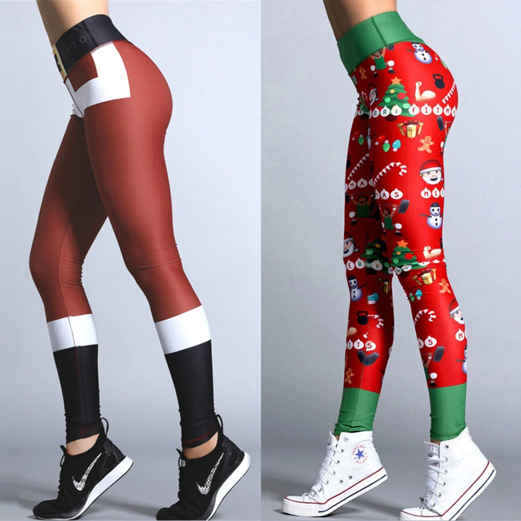 Christmas Leggings Women Men Printed Fitness Leggins Pants Sportswear