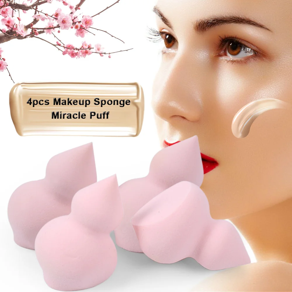 4 шт Макияж Губка Красота Косметические порошок пуховка Фонд смешивания инструменты увеличение в воде