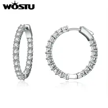 WOSTU Authentische Mode Glänzende Einfache Runde Tropfen Ohrringe Klar CZ Für Frauen Schmuck Ohrringe Luxus Marke Geschenke XCNE138
