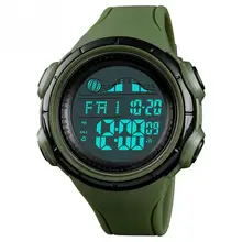 Мужские Цифровые Спортивные светящиеся водонепроницаемые часы с будильником Секундомер с двойным часовым поясом