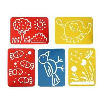 

5pcs DIY Painting Templates Animal Plant Shaped Hollow Cartoon Graphics Scrapbooking Templates Stencils Crafts for Students Kids
