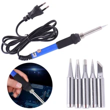 OSSIEAO 220 V 60 W Регулируемая температура Электрический сварочный паяльник инструмент с 5 наконечниками