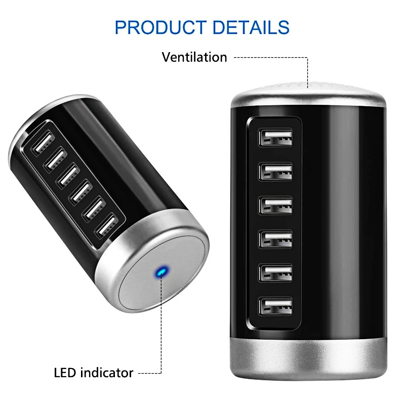 العالمي 6 منافذ شاحن لباد اللوحي سطح المكتب USB شحن Hub محطة برج مع الذكية تحديد ل فون الروبوت العالمي 6 منافذ شاحن لباد اللوحي سطح المكتب USB شحن Hub محطة برج مع الذكية تحديد ل فون الروبوت