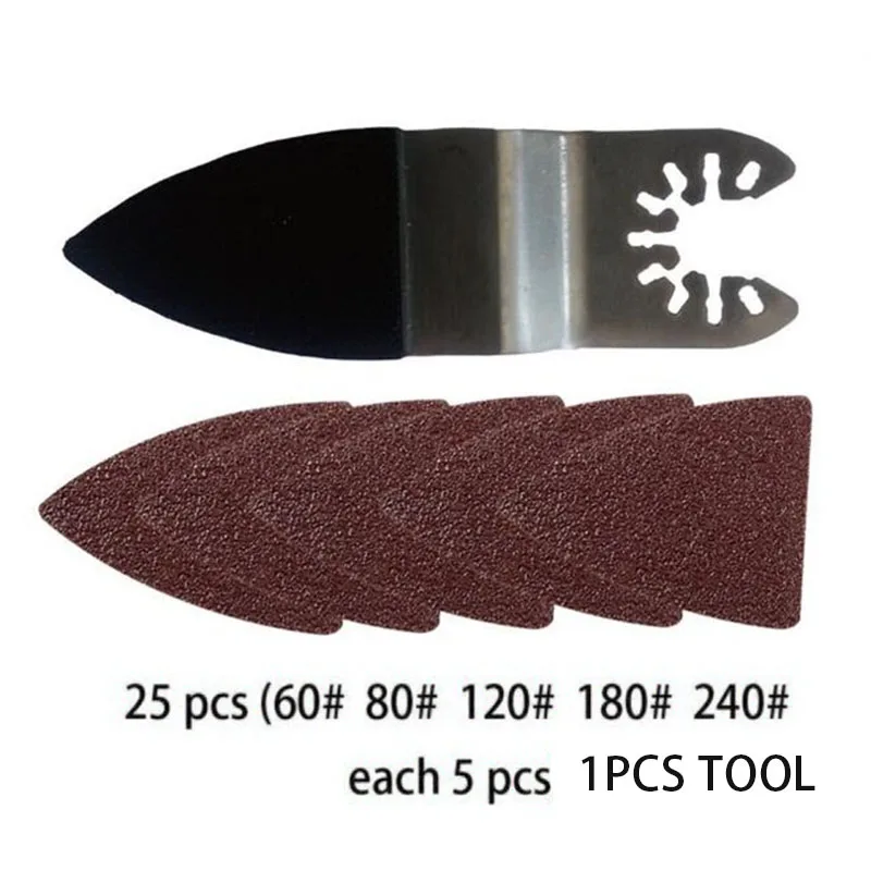 

25pcs Finger Sand Paper Oscillating Tool MultiTool Pad 60# 80# 120# 180# 240#
