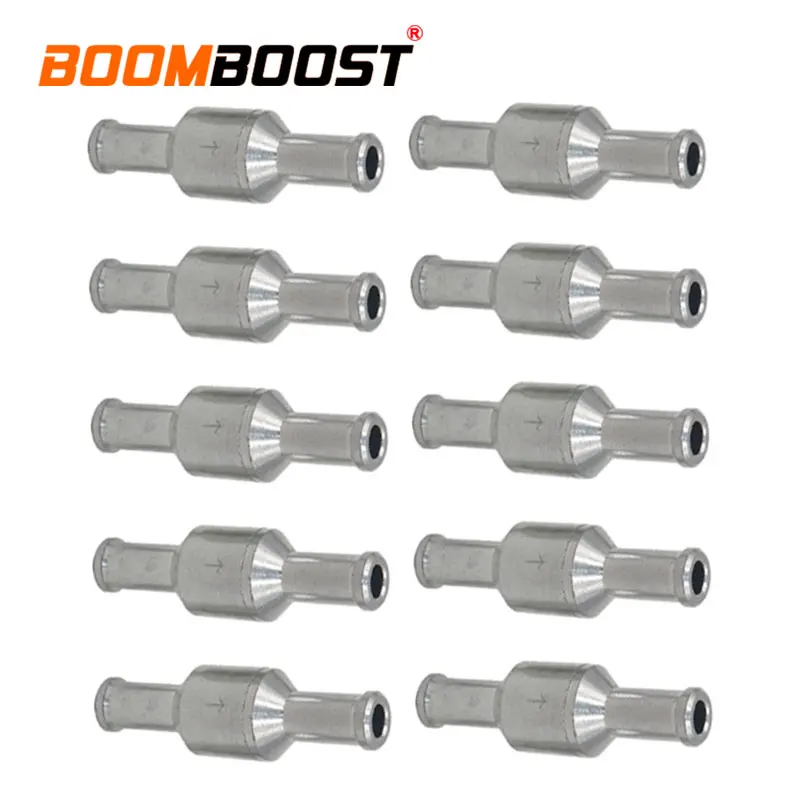 10Pcs Check Valve 50mm-length Fuel Non-Return 8mm 5/16&quot Silver Aluminum Alloy For Water Pressure Pumps One Way Petrol Diesel |