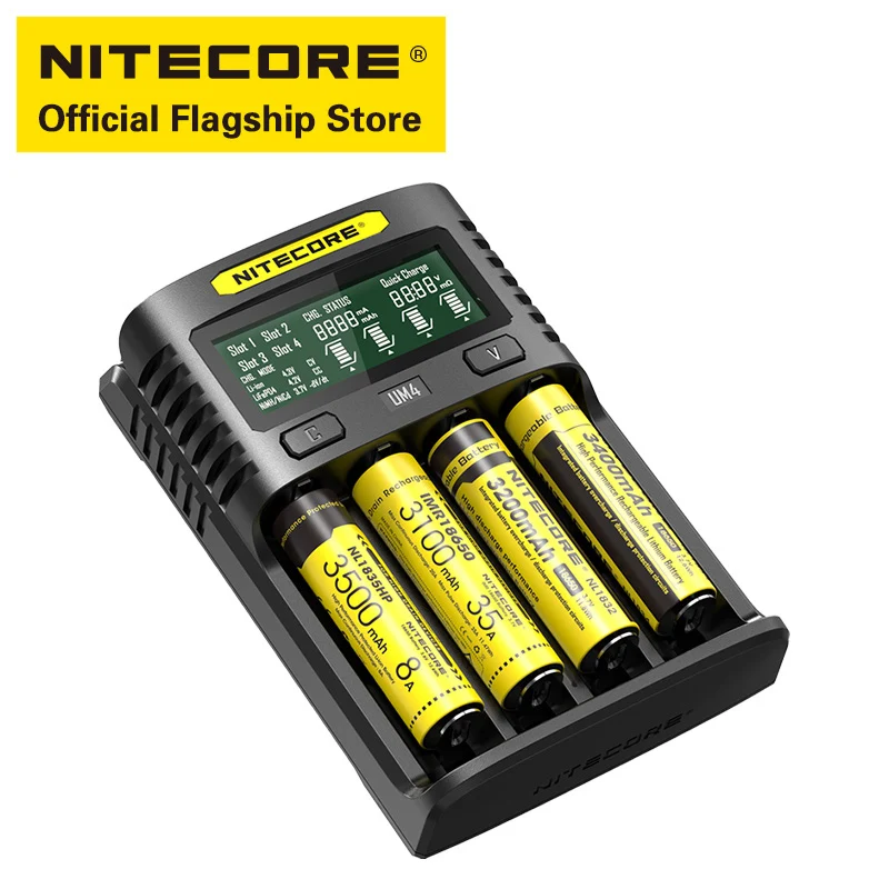 NITECORE UM4 многофункциональная четырехслотовая Быстрая зарядка с зарядным устройством USB для активации ремонта