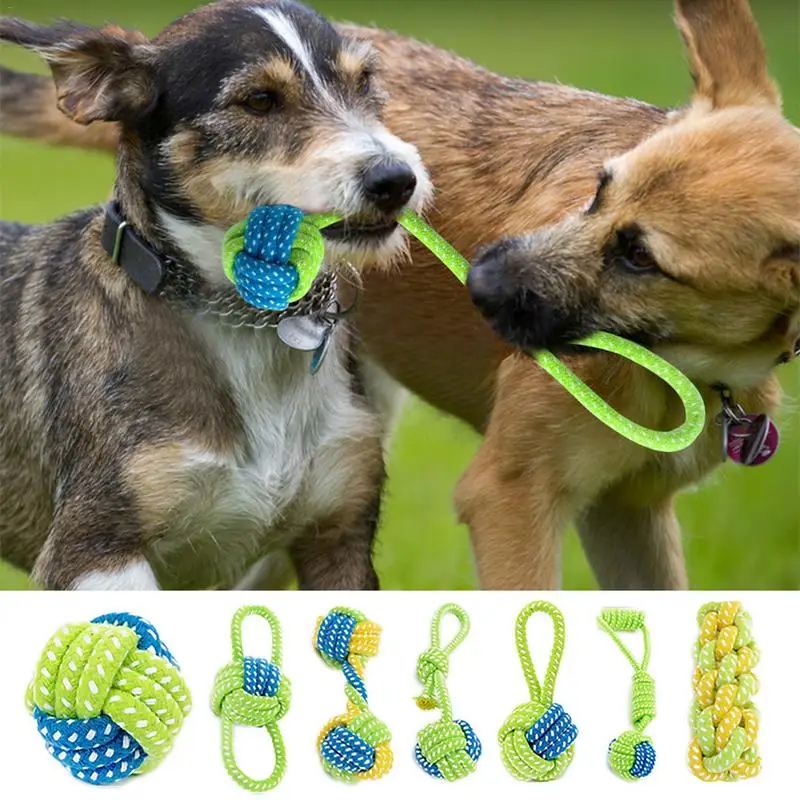 

Cotton Dog Rope Toy Knot Puppy Chew Teething Toys Teeth Cleaning Pet Playing Ball For Small Medium Large Dogs Wholesale Dropship